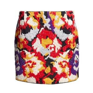 YMC Patterned Mini Skirt UK 10 US 6 Embroidered Cotton Zip Detail NWT